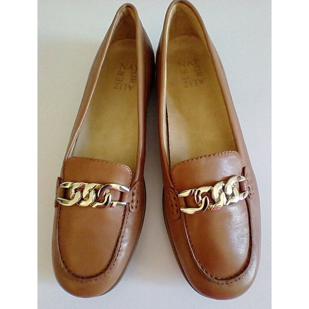 Naturalizer Brown Loafers with Gold Chain